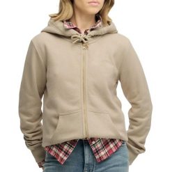 Damska bluza z kapturem zapinana na zamek Superdry Essential Logo Hb. Brązowe bluzy damskie Superdry, m, bez wzorów, z bawełny, z kapturem. Za 301.60 zł.