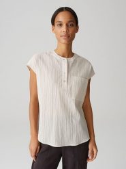 OPUS Bluzka w kolorze kremowym rozmiar: L. Brązowe bluzki damskie Opus, l, bez wzorów, bez kołnierzyka, bez ramiączek. Za 100.99 zł.