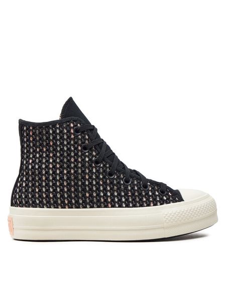 Converse Trampki Chuck Taylor All Star Lift Platform Crochet A09829C Czarny. Czarne trampki damskie Converse, bez wzorów, z materiału, bez zapięcia. Za 289.99 zł.