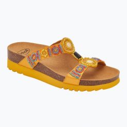 Klapki damskie Scholl New Bogota Wedge Med. Brązowe klapki damskie Scholl, bez wzorów, bez obcasa, bez zapięcia. Za 249.99 zł.
