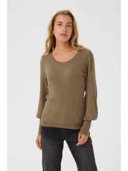 Kaffe Sweter w kolorze jasnobrązowym rozmiar: XXL. Brązowe swetry klasyczne damskie Kaffe, xxl, bez kołnierzyka. Za 104.99 zł.