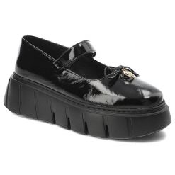 Czarne Półbuty Karino Eleganckie Obuwie Damskie Na Platformie. Czarne półbuty damskie Karino, bez wzorów, ze skóry, bez obcasa, na platformie, bez zapięcia. Za 469.00 zł.