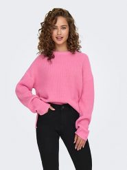 ONLY Sweter w kolorze różowym rozmiar: S. Różowe swetry klasyczne damskie Only, s, ze splotem, bez kołnierzyka. Za 87.61 zł.