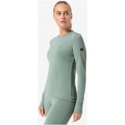 Koszulka termoaktywna z długim rękawem damska SUPER.NATURAL W Arctic 230 LS. Zielone koszulki damskie super.natural, l, bez wzorów, bez kołnierzyka, bez ramiączek. Za 349.99 zł.