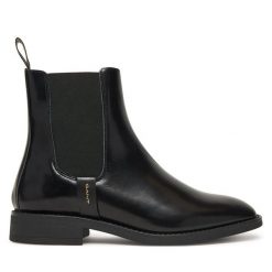 Sztyblety Gant. Czarne botki damskie Gant, bez obcasa, na płaskiej podeszwie, bez zapięcia. Za 769.99 zł.