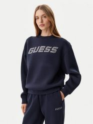 Guess Bluza V4BQ15 K7UW2 Granatowy Regular Fit. Niebieskie bluzy damskie Guess, l, z aplikacjami, z wiskozy, bez kaptura. Za 229.99 zł.