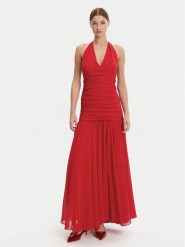 BARDOT Sukienka wieczorowa 59835DB Czerwony Regular Fit. Czerwone sukienki damskie Bardot, bez wzorów, z syntetyku, wizytowe, bez ramiączek. Za 469.99 zł.