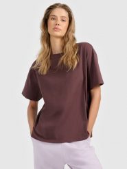 4F T-shirt loose gładki damski - brązowy XS. Brązowe t-shirty damskie 4F, uniwersalny, bez wzorów, z dzianiny, bez kołnierzyka. Za 59.99 zł.