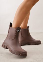 Brązowe Kalosze Typu Sztyblety z Antypoślizgową Podeszwą Volenne. Brązowe kalosze damskie Renee, bez wzorów, z jeansu. Za 79.99 zł.