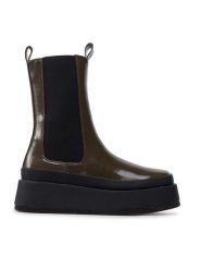 DeeZee Botki ZALY21025-8 Zielony. Zielone botki damskie DeeZee, ze skóry, bez obcasa, na płaskiej podeszwie, bez zapięcia. Za 219.99 zł.