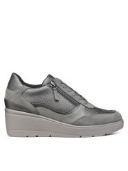 Geox Sneakersy D Ilde D46RAA 02N22 C9002 Szary. Szare obuwie sportowe damskie Geox, ze skóry, bez zapięcia. Za 399.99 zł.