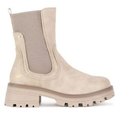 Botki Mustang. Brązowe botki damskie Mustang, bez obcasa, na płaskiej podeszwie, bez zapięcia. Za 369.99 zł.