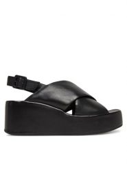HÖGL Sandały Lucie 9-102500 Czarny. Czarne sandały damskie Högl, bez wzorów, ze skóry, bez obcasa, na koturnie, bez zapięcia. Za 559.99 zł.