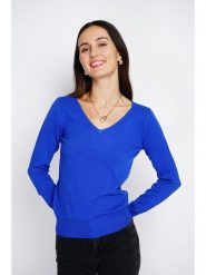 ASSUILI Sweter w kolorze niebieskim rozmiar: 40. Niebieskie swetry klasyczne damskie Assuili, z kaszmiru, bez kołnierzyka. Za 132.05 zł.