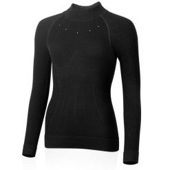 Damska bluza merino WILMA. Czarne bluzy damskie LASTING, l, bez wzorów, z dzianiny, bez kaptura. Za 796.30 zł.