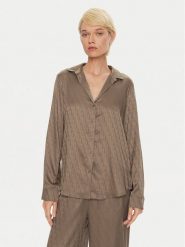 Calvin Klein Koszulka piżamowa Buttondown 000QS7302E Brązowy Regular Fit. Brązowe koszule nocne i halki Calvin Klein, xl, bez wzorów, z syntetyku, bez kołnierzyka, bez ramiączek. Za 159.99 zł.