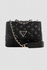 GUESS Czarna torebka damska Giully II Mini. Czarne torebki wieczorowe damskie Guess, z aplikacjami, ze skóry ekologicznej, na ramię, bez dodatków. W wyprzedaży za 475.99 zł.