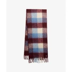 Szalik w kratę dla kobiet Superdry. Czerwone szaliki damskie Superdry, na zimę, z aplikacjami. Za 259.05 zł.