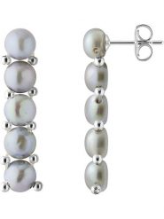 Pearl Addict Srebrne kolczyki-wkrętki z perłami rozmiar: onesize. Szare kolczyki damskie Pearl Addict, z perłą, srebrne. Za 269.95 zł.