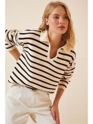 Happiness Istanbul Sweter w kolorze kremowym rozmiar: onesize. Białe swetry klasyczne damskie Happiness Istanbul, bez kołnierzyka. Za 65.99 zł.