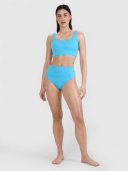 4F Dół od bikini damski - turkusowy L. Niebieskie bikini 4F, bez wzorów, z elastanu. W wyprzedaży za 39.99 zł.