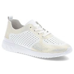 Biało-Złote Sneakersy Artiker Stylowe Obuwie Damskie. Białe obuwie sportowe damskie Artiker, na wiosnę, bez zapięcia. Za 179.00 zł.