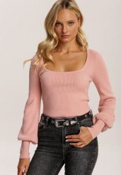 Różowy Sweter Oranrad. Czerwone swetry klasyczne damskie Renee, z dzianiny, bez kołnierzyka. Za 99.99 zł.