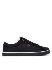 Tommy Hilfiger Tenisówki Th Low FW0FW09390 Czarny. Czarne obuwie sportowe damskie Tommy Hilfiger, z materiału, bez zapięcia, tenisowe. Za 329.99 zł.