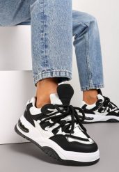 Czarne Sneakersy Ozdobione Kolorowymi i Metalicznymi Wstawkami na Grubej Podeszwie Oplevia. Czarne obuwie sportowe damskie Renee, bez zapięcia. Za 99.99 zł.
