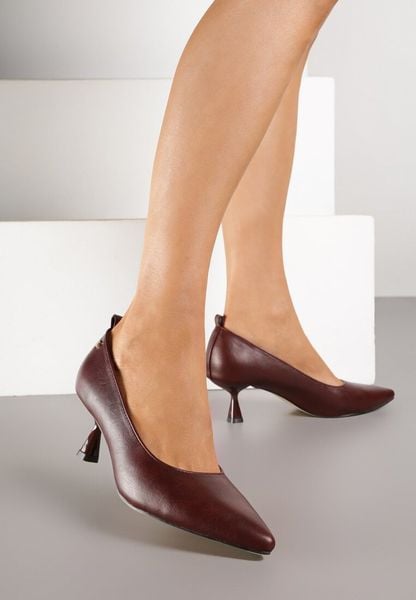 Bordowe Klasyczne Czółenka na Obcasie Typu Kaczuszka Hanalli. Czerwone czółenka damskie Born2be, bez wzorów, bez obcasa, na obcasie. Za 89.99 zł.