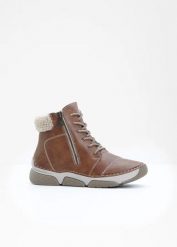 Botki sznurowane Rieker. Brązowe botki damskie bonprix, bez obcasa, bez zapięcia. Za 339.99 zł.