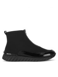 Remonte Botki D5983-03 Czarny. Czarne botki damskie Remonte, z materiału, bez obcasa, na płaskiej podeszwie, bez zapięcia. Za 311.00 zł.