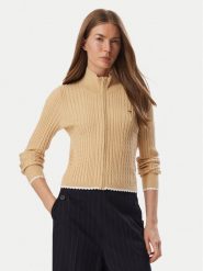Tommy Jeans Kardigan DW0DW23355 Beżowy jasny Slim Fit. Brązowe kardigany damskie Tommy Jeans, xl, bez wzorów, z jeansu. Za 449.99 zł.