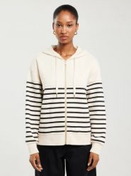 Bluza damska z kapturem rozpinana w paski kremowa Selina 103. Białe bluzy damskie Big Star, l, bez wzorów, z kapturem. Za 249.99 zł.
