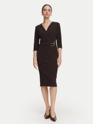 Rinascimento Sukienka koktajlowa CFC0131143003 Brązowy ciemny Regular Fit. Brązowe sukienki damskie Rinascimento, bez wzorów, z syntetyku, wizytowe, bez ramiączek. Za 714.99 zł.
