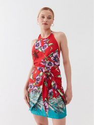 Guess Sukienka letnia W3YK52 WF1T2 Czerwony Slim Fit. Czerwone sukienki damskie Guess, z aplikacjami, z syntetyku, bez ramiączek. Za 449.99 zł.