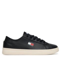 Tenisówki Tommy Jeans. Czarne trampki damskie Tommy Jeans, bez wzorów, z jeansu, bez zapięcia. Za 269.99 zł.