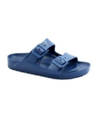 Klapki damskie Birkenstock Arizona Eva. Niebieskie klapki damskie Birkenstock, bez wzorów, z materiału, bez obcasa, bez zapięcia. Za 337.00 zł.