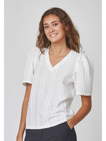 SisterS point Bluzka w kolorze białym rozmiar: S. Białe bluzki damskie Sisters Point, s, bez wzorów, bez kołnierzyka, bez ramiączek. Za 48.39 zł.