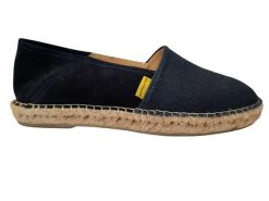 Buty Espadryle Unisex. Niebieskie espadryle damskie PACIFIQUE SUD, bez wzorów, ze skóry, bez obcasa. Za 252.50 zł.