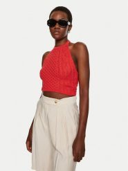 STAUD Bluzka Lori R24P3136CA Czerwony Regular Fit. Czerwone bluzki damskie STAUD, m, bez wzorów, z bawełny, bez kołnierzyka, bez ramiączek. Za 839.99 zł.