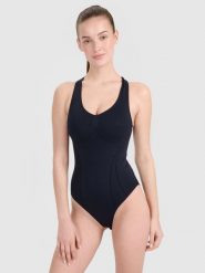 4F Body treningowe szybkoschnące damskie - czarne M/L. Czarne koszulki sportowe damskie 4F, l, bez wzorów, z dzianiny, bez ramiączek. W wyprzedaży za 59.99 zł.