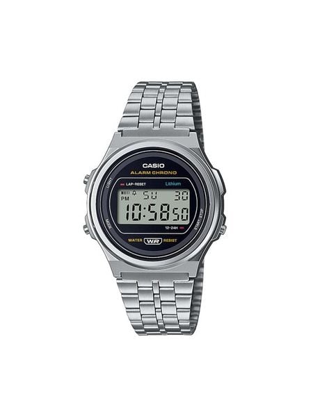 Casio Zegarek A171WE-1AEF Srebrny. Szare, cyfrowe zegarki damskie Casio, srebrne. Za 219.99 zł.