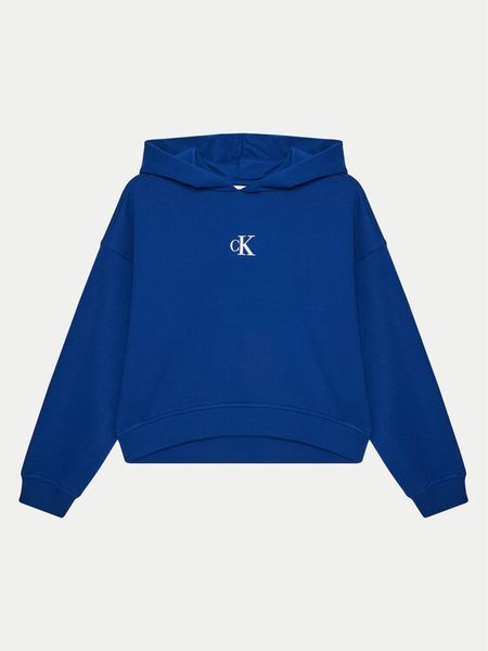 Calvin Klein Jeans Bluza IG0IG02755 Niebieski Boxy Fit. Niebieskie bluzy dziewczęce Calvin Klein Jeans, bez wzorów, z bawełny, bez ramiączek, bez kaptura. Za 159.99 zł.