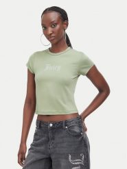 Juicy Couture T-Shirt JCWCT226326 Khaki Slim Fit. Brązowe t-shirty damskie Juicy Couture, l, bez wzorów, bez kołnierzyka. Za 169.99 zł.