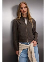 Trendyol Kurtka w kolorze ciemnobrązowym ze skóry syntetycznej rozmiar: L. Brązowe kurtki damskie Trendyol, l, bez wzorów, ze skóry, bez kaptura. Za 192.33 zł.