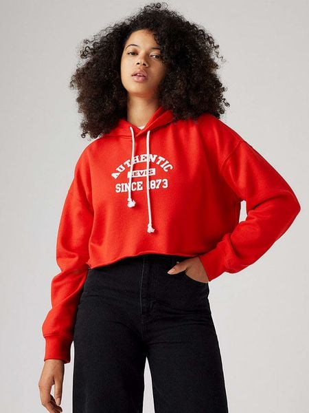 Levi´s Bluza w kolorze czerwonym rozmiar: M. Czerwone bluzy damskie m, bez wzorów, z kapturem. Za 136.45 zł.