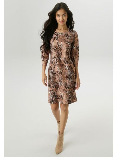 Aniston Sukienka w kolorze jasnobrązowo-czarnym rozmiar: 38. Brązowe sukienki damskie Aniston, bez wzorów, bez ramiączek. Za 65.54 zł.