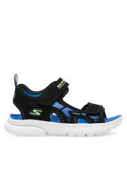 Skechers Sandały 406513L BBLM Czarny. Czarne sandały chłopięce Skechers, ze skóry, bez zapięcia. Za 189.99 zł.