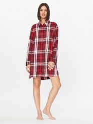 Tommy Hilfiger Koszula nocna UW0UW04874 Czerwony Relaxed Fit. Czerwone koszule nocne i halki Tommy Hilfiger, bez wzorów, z syntetyku, bez ramiączek. Za 249.99 zł.